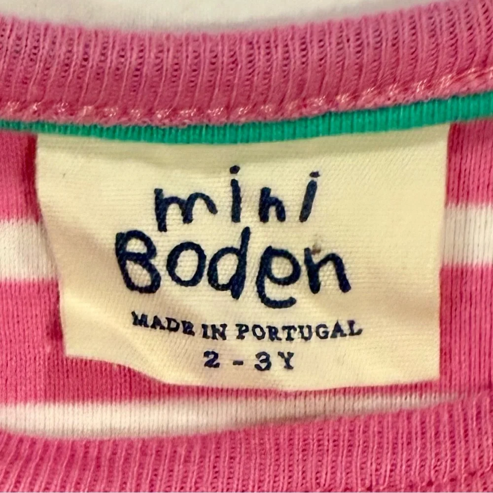 Mini Boden Easter Bunny Applique Tee Girls 2-3 Y 2T 3T Stripes Cotton Rabbit